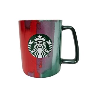 Starbucks Colorful Abstract‎ Coffee Mug Tea Cup Holiday Green Red Purple